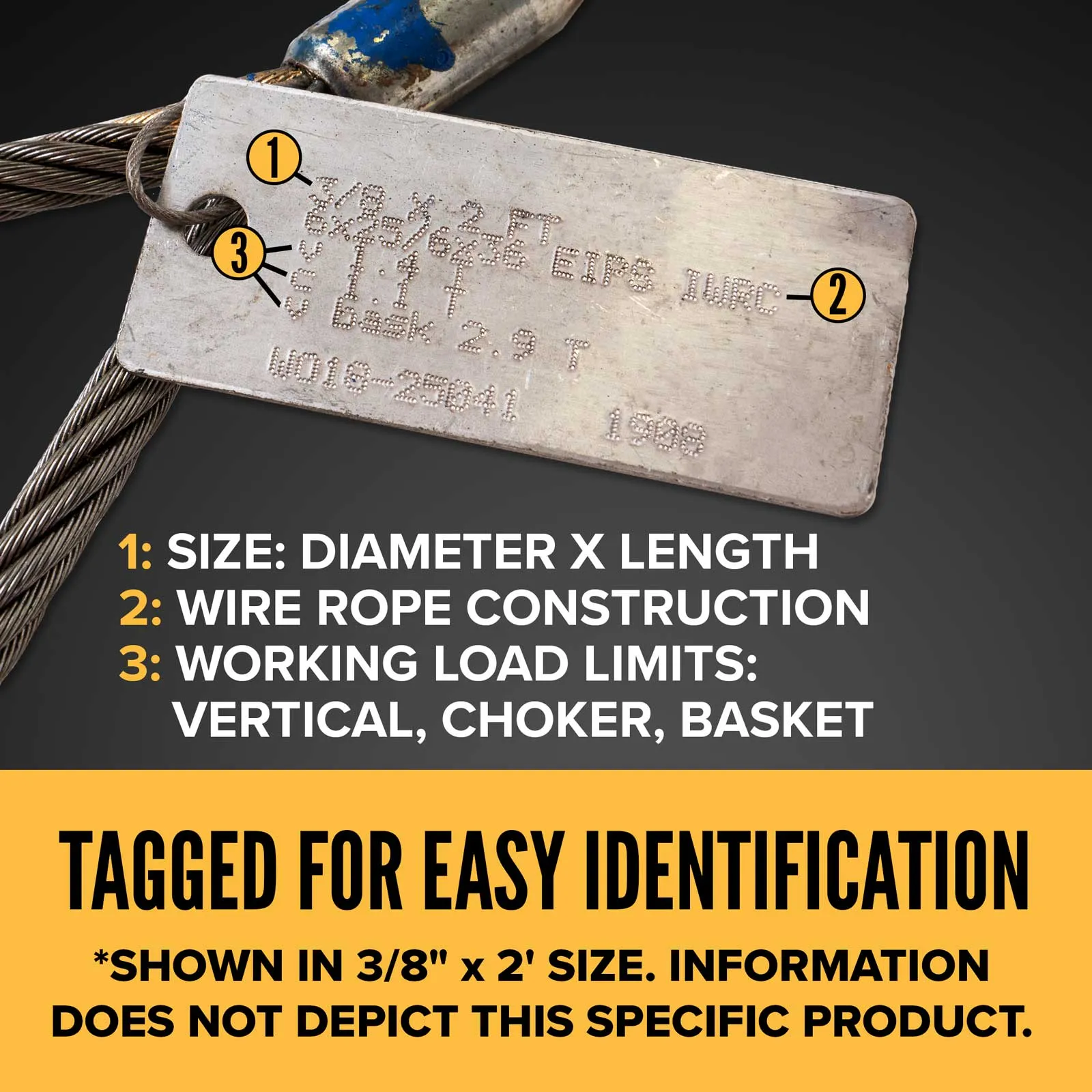 1-1/4" x 16' Standard Eye Wire Rope Sling