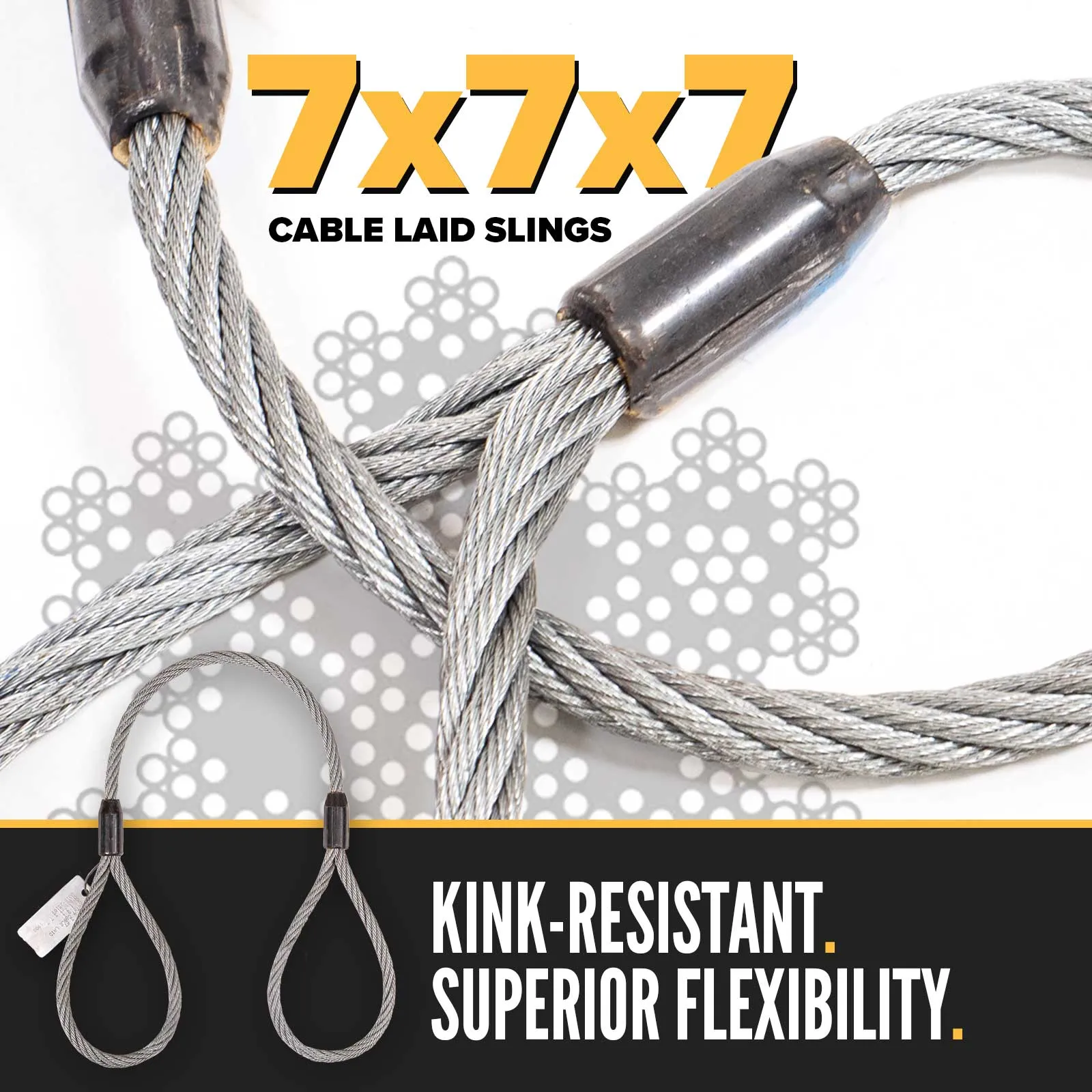 1/2" x 6' Standard Eye Cable Laid Wire Rope Sling | 7x7x7