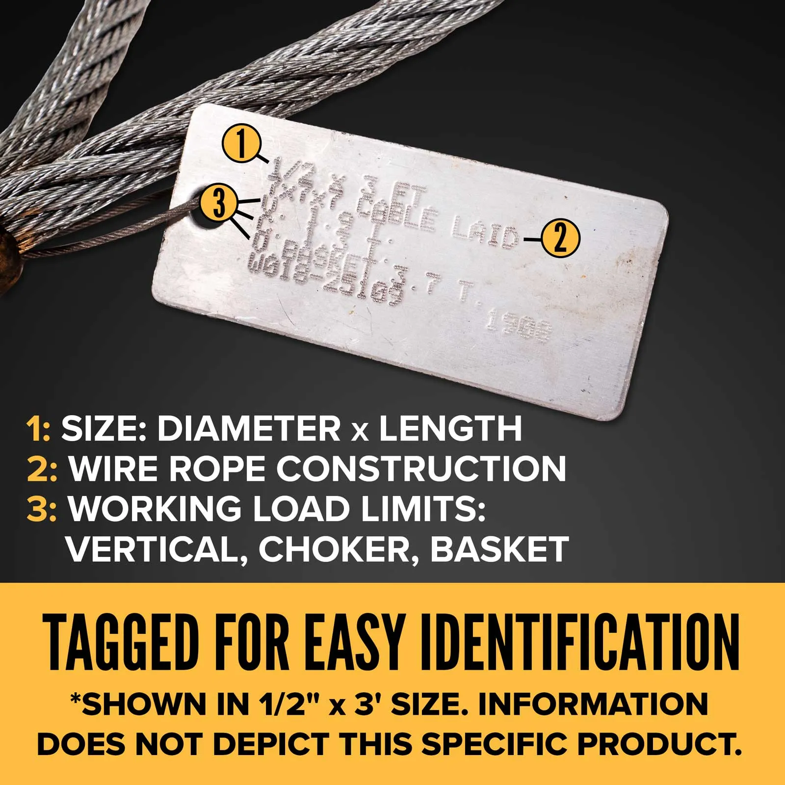 1/2" x 6' Standard Eye Cable Laid Wire Rope Sling | 7x7x7