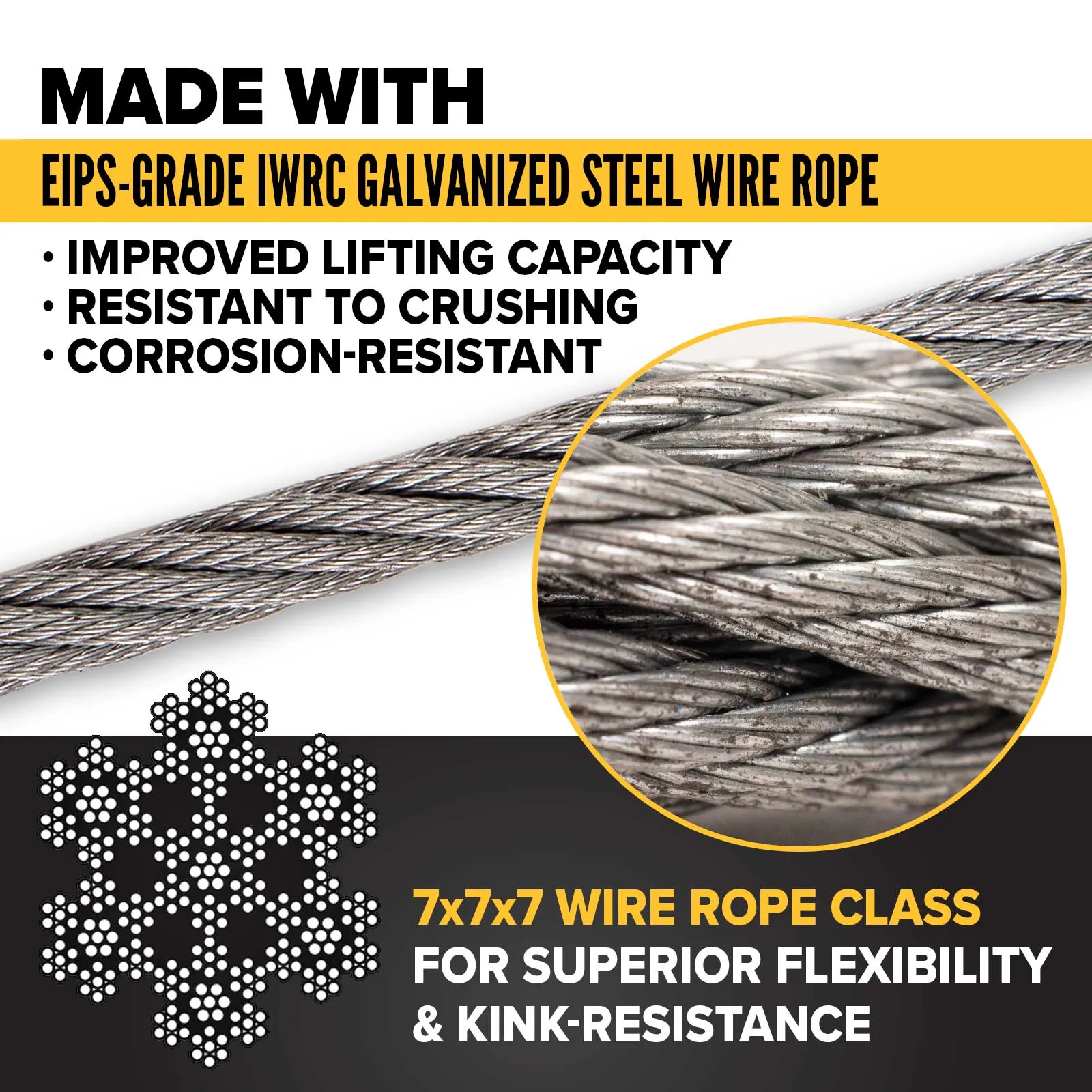 1/2" x 6' Standard Eye Cable Laid Wire Rope Sling | 7x7x7