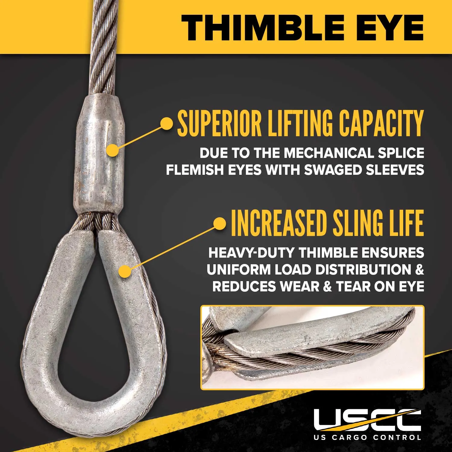 1/4" x 10' Thimble Eye Wire Rope Sling