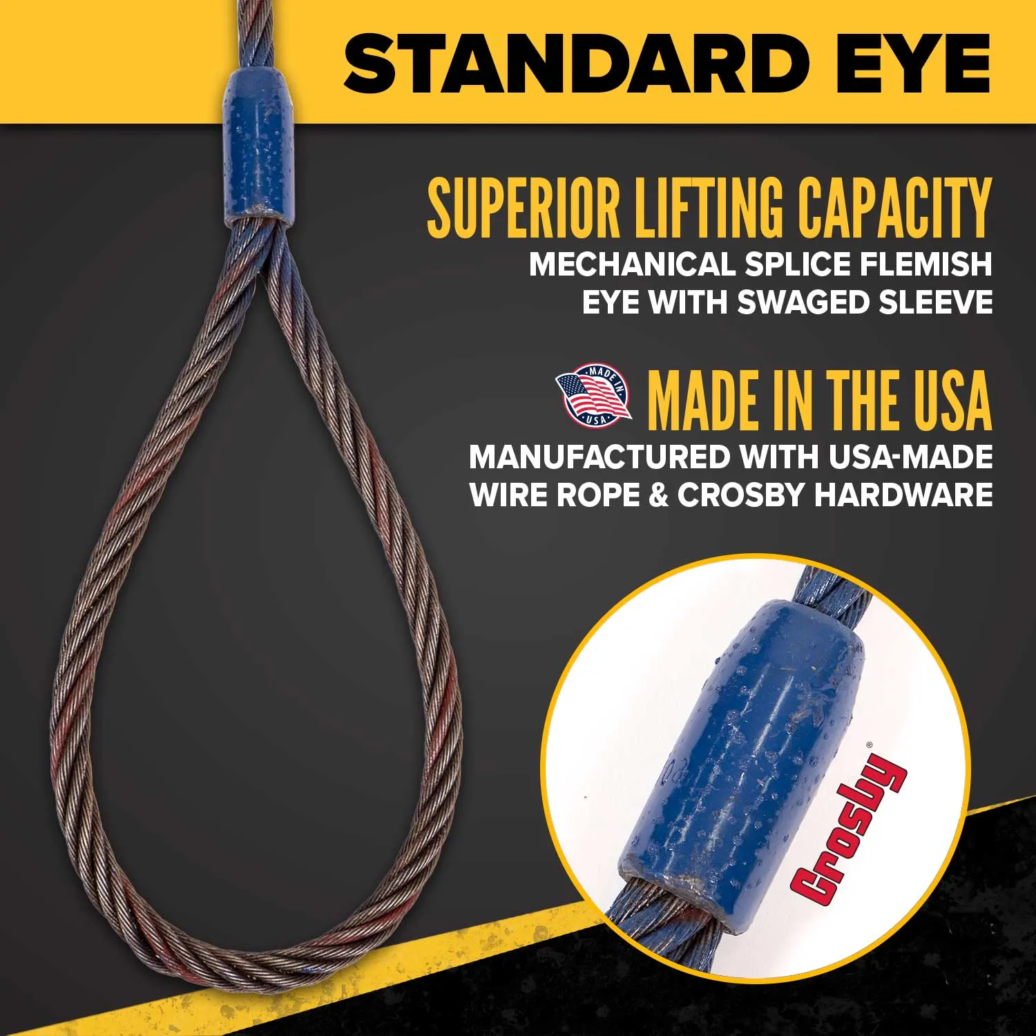 3/4" x 12' Standard Eye Wire Rope Sling | Domestic