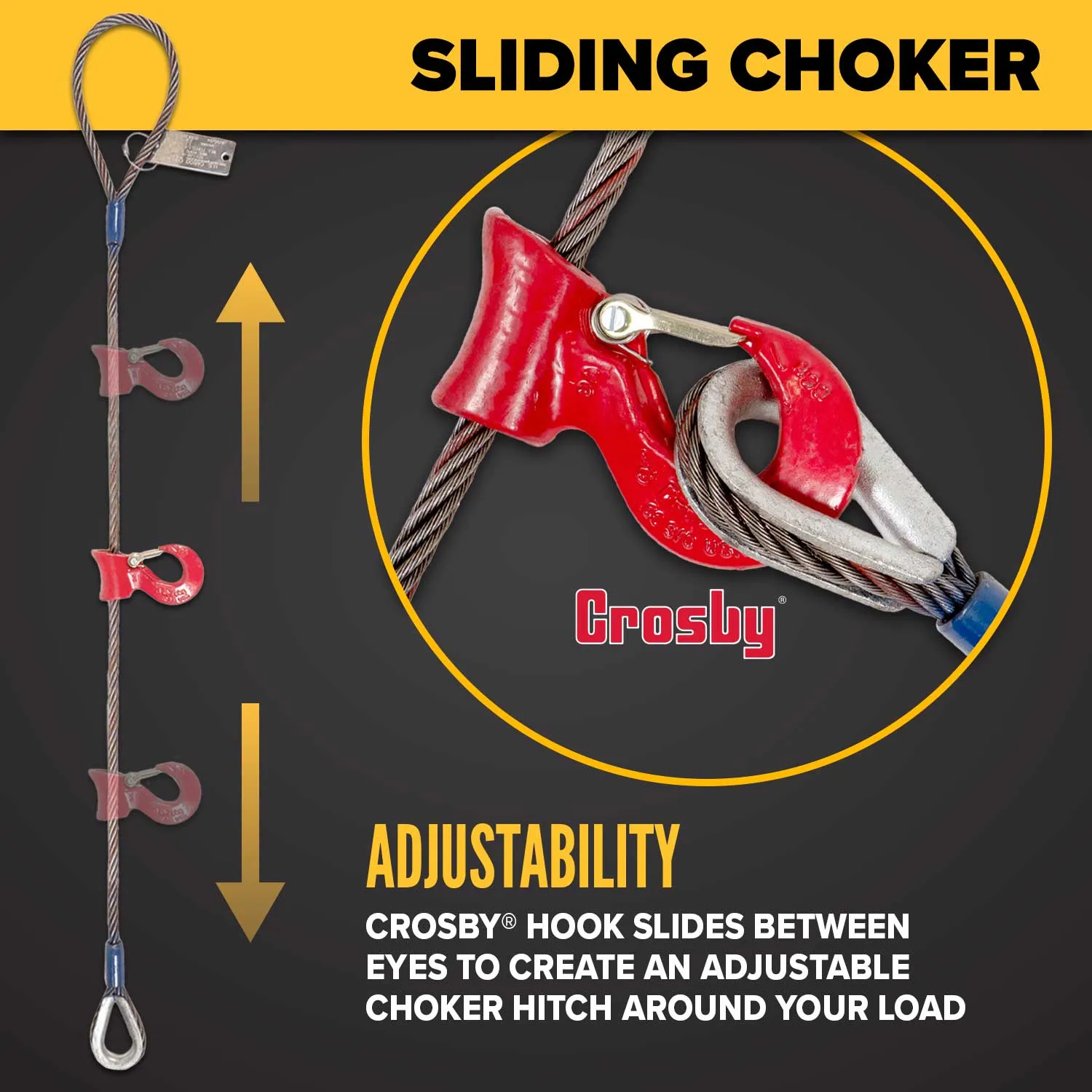 3/4" x 20' Sliding Choker Wire Rope Sling | Domestic