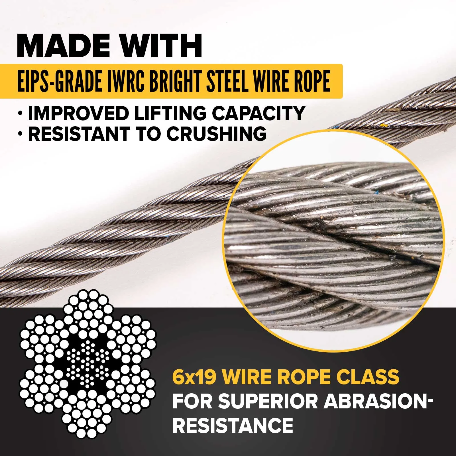 5/8" x 3' Standard Eye & Hook Wire Rope Sling