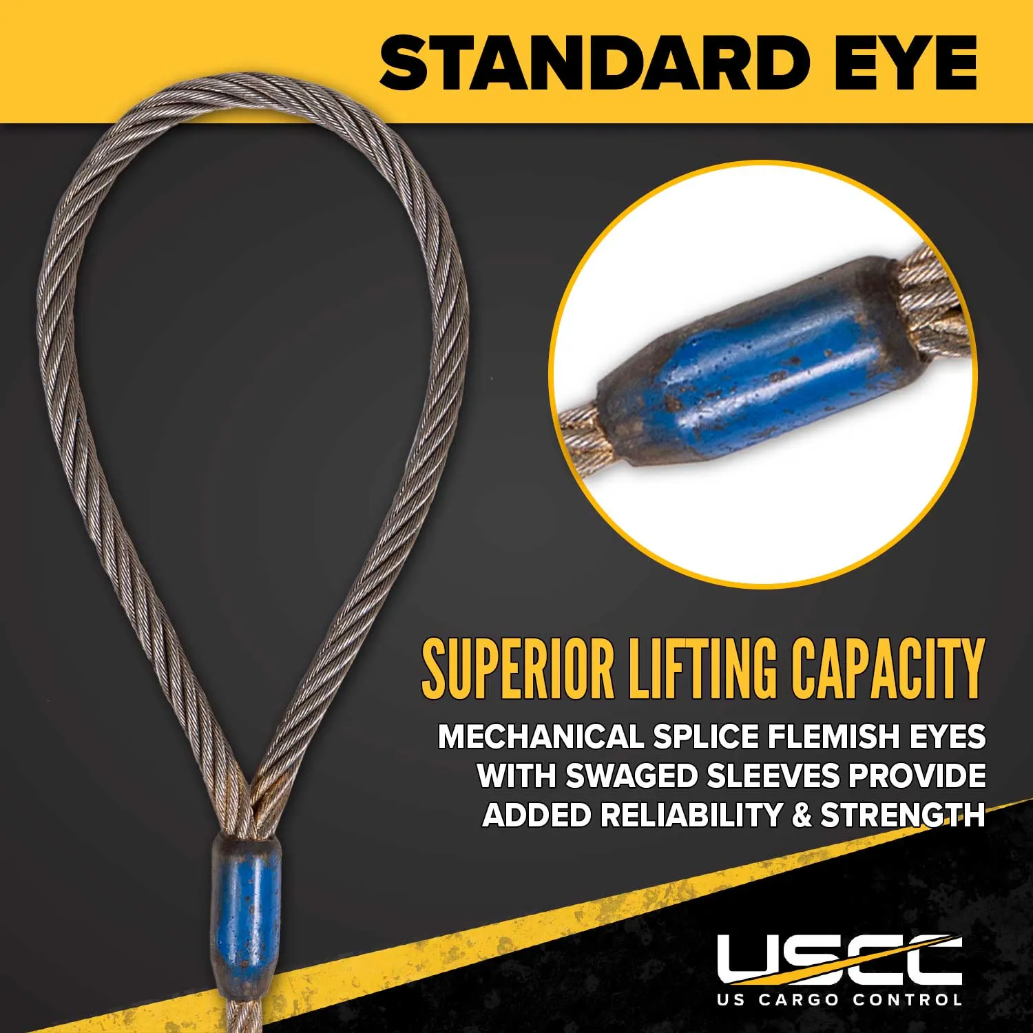 5/8" x 3' Standard Eye & Hook Wire Rope Sling