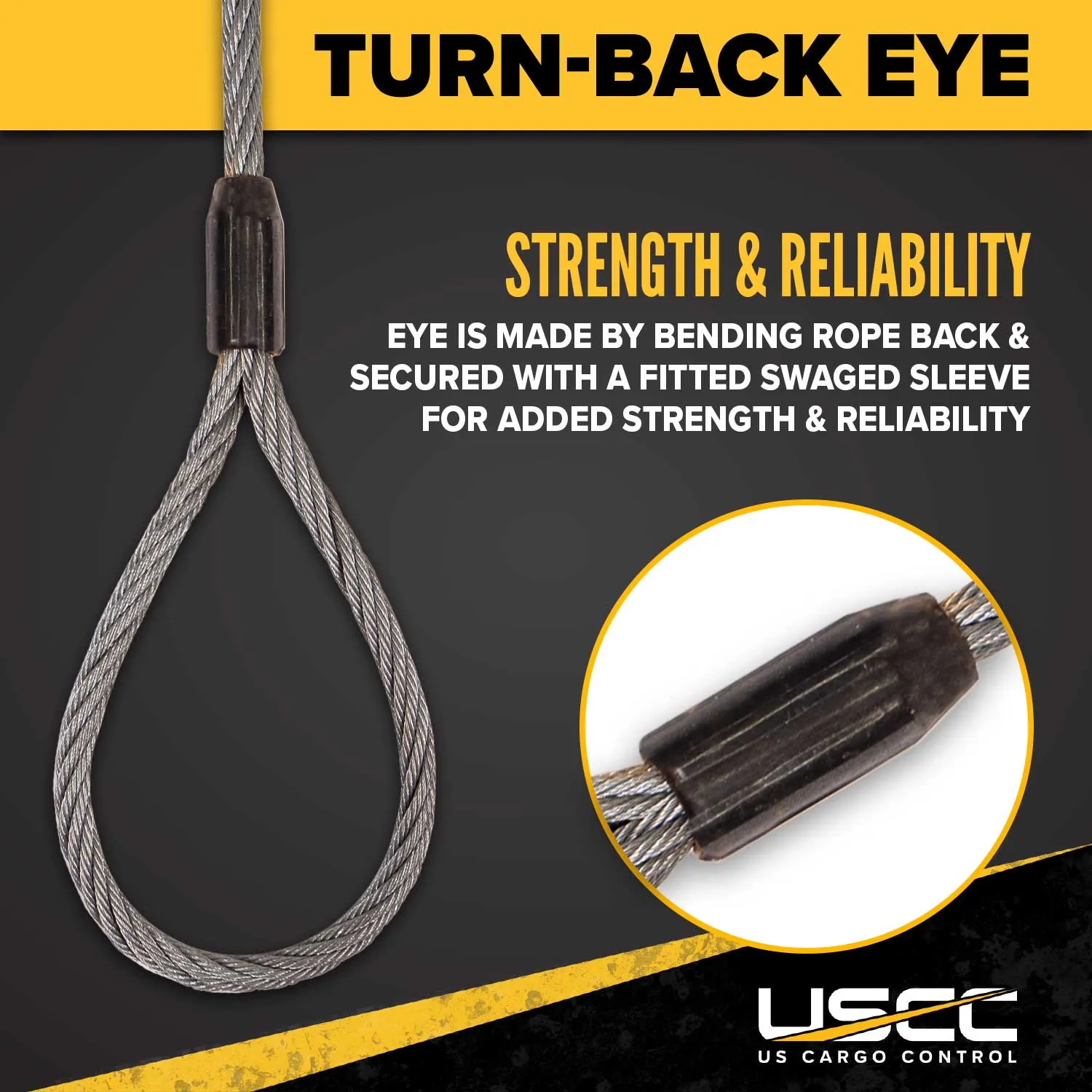 5/8" x 8' Standard Eye Cable Laid Wire Rope Sling | 7x7x7