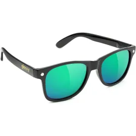 Glassy Leonard Polarized Sunglasses - Matte Black/Green Mirror