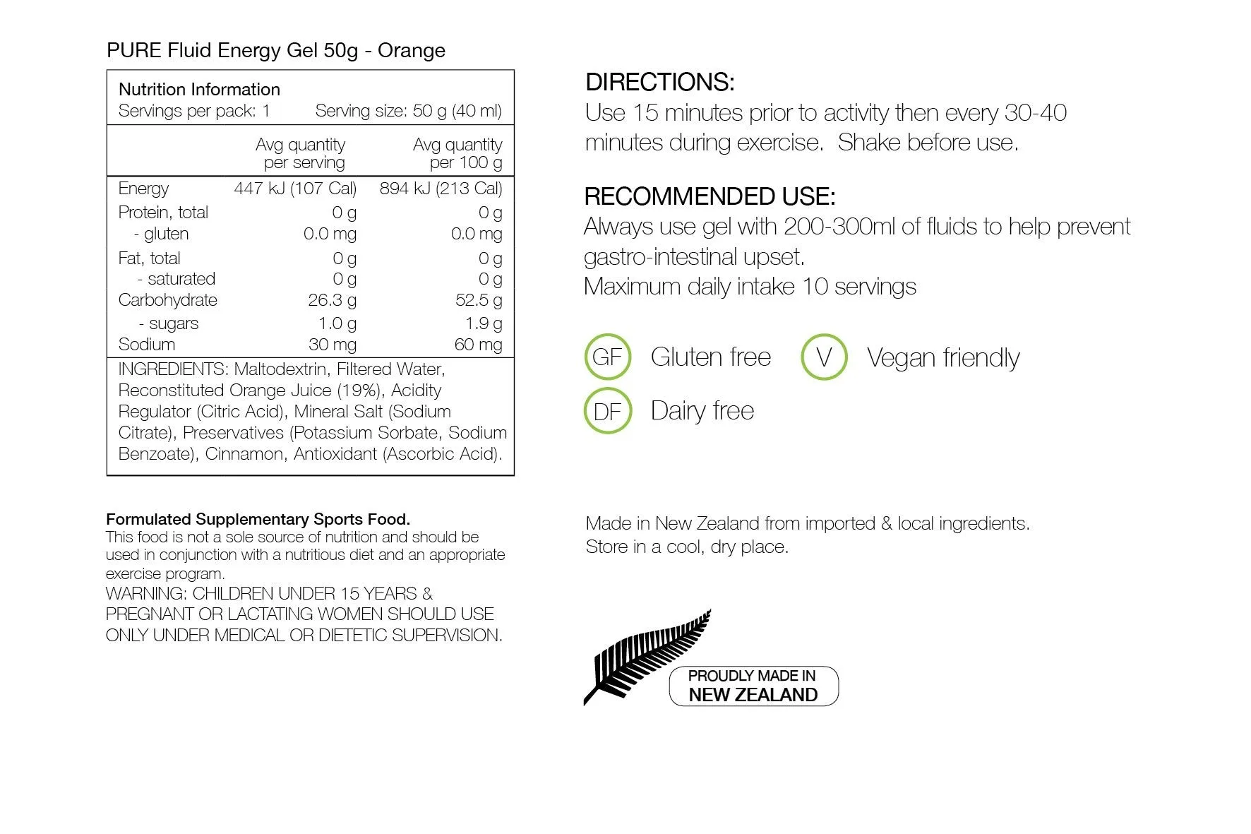PURE Fluid Energy Gels 50g