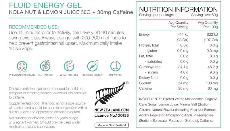 PURE Fluid Energy Gels 50g