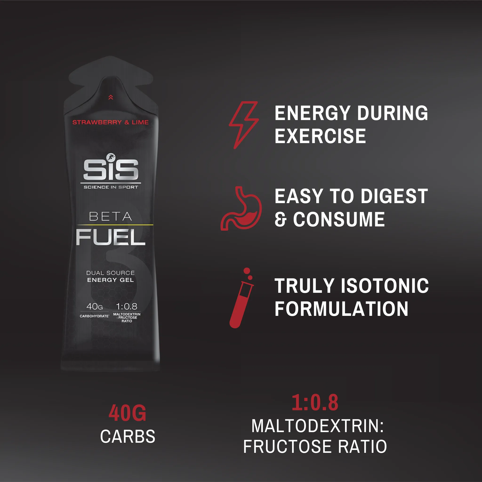 SiS Strawberry & Lime Beta Fuel Gels - 6 Pack